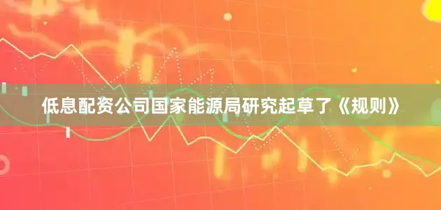低息配资公司国家能源局研究起草了《规则》